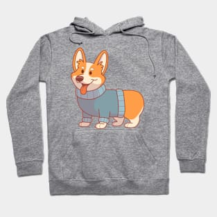 Corgi wearing a blue sweater Hoodie